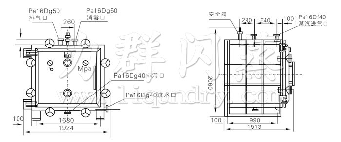 方形靜態真空幹燥機結構示意圖 方形靜態真空幹燥(zào)機結構示意圖